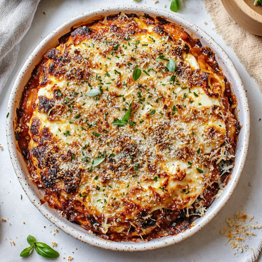 Eggplant Parmesan Baked Easy Comforting Cheesy Perfection 3 Baked Eggplant Parmesan served and ready to eat, golden and bubbling with cheese