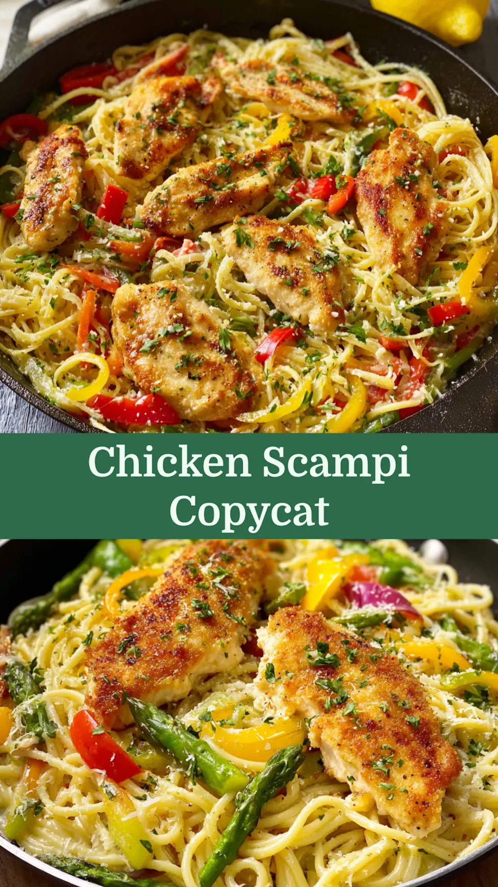 Olive Garden Chicken Scampi Copycat: Comforting Easy Recipe 4 Chicken Scampi Copycat recipe, served and ready to eat, easy homemade dinner
