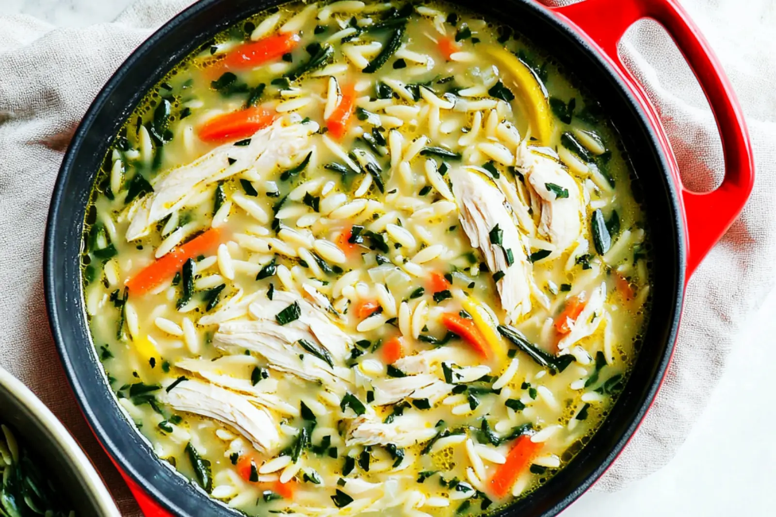Spring Chicken Soup Lemon Orzo Comforting Fresh Homemade