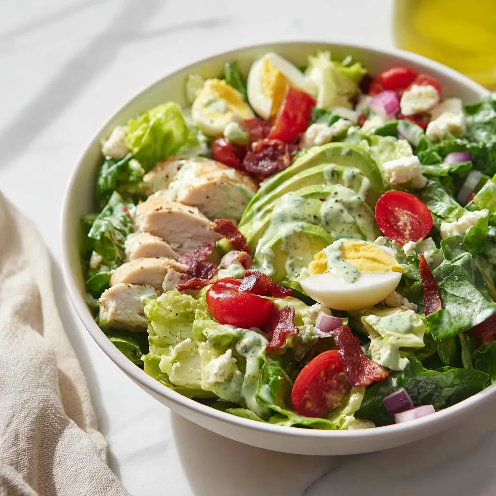 Copycat Panera Green Goddess Salad served and ready to eat, easy homemade dinner
