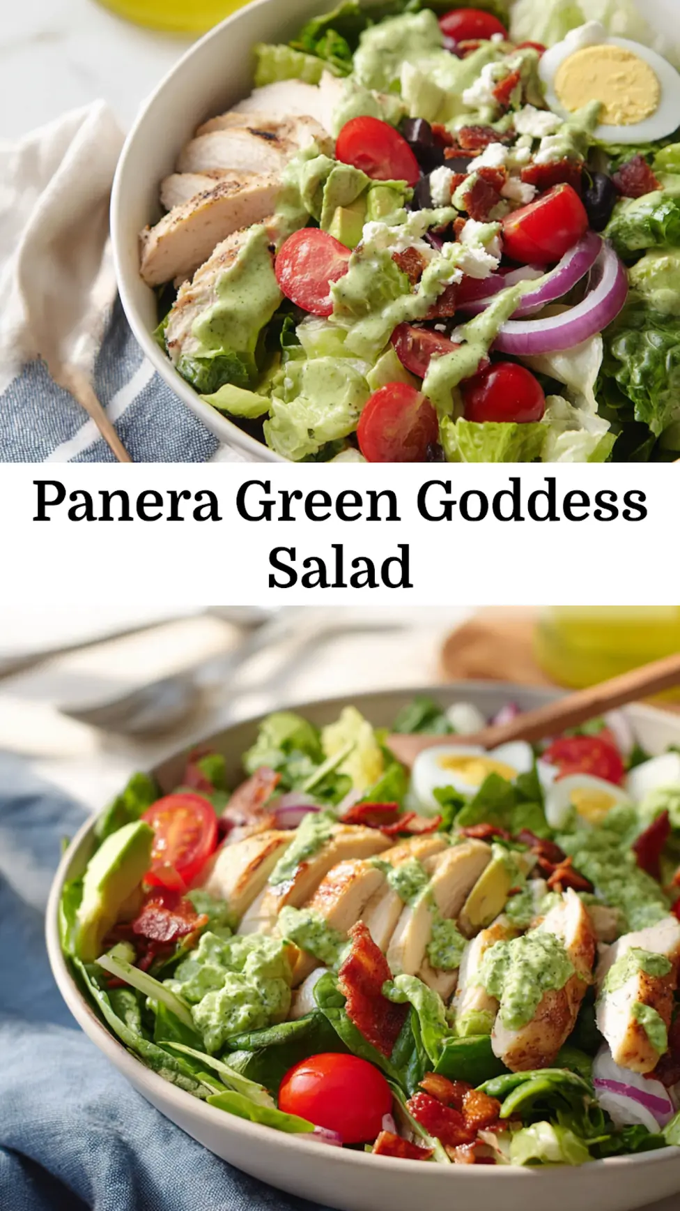 Copycat Panera Green Goddess Salad served and ready to eat, easy homemade dinner