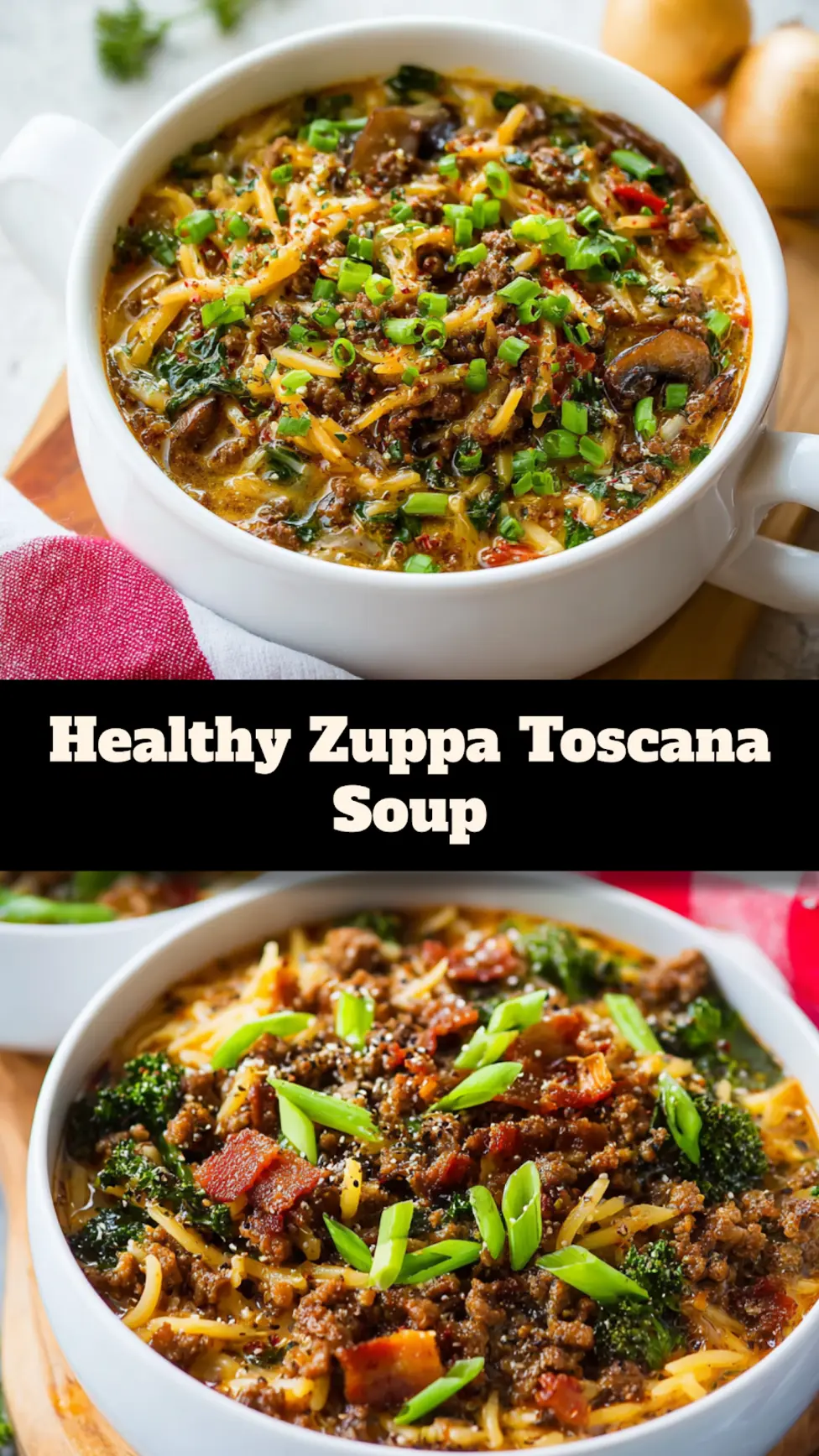 Healthy Zuppa Toscana Soup recipe, served and ready to eat, easy homemade dish_pin