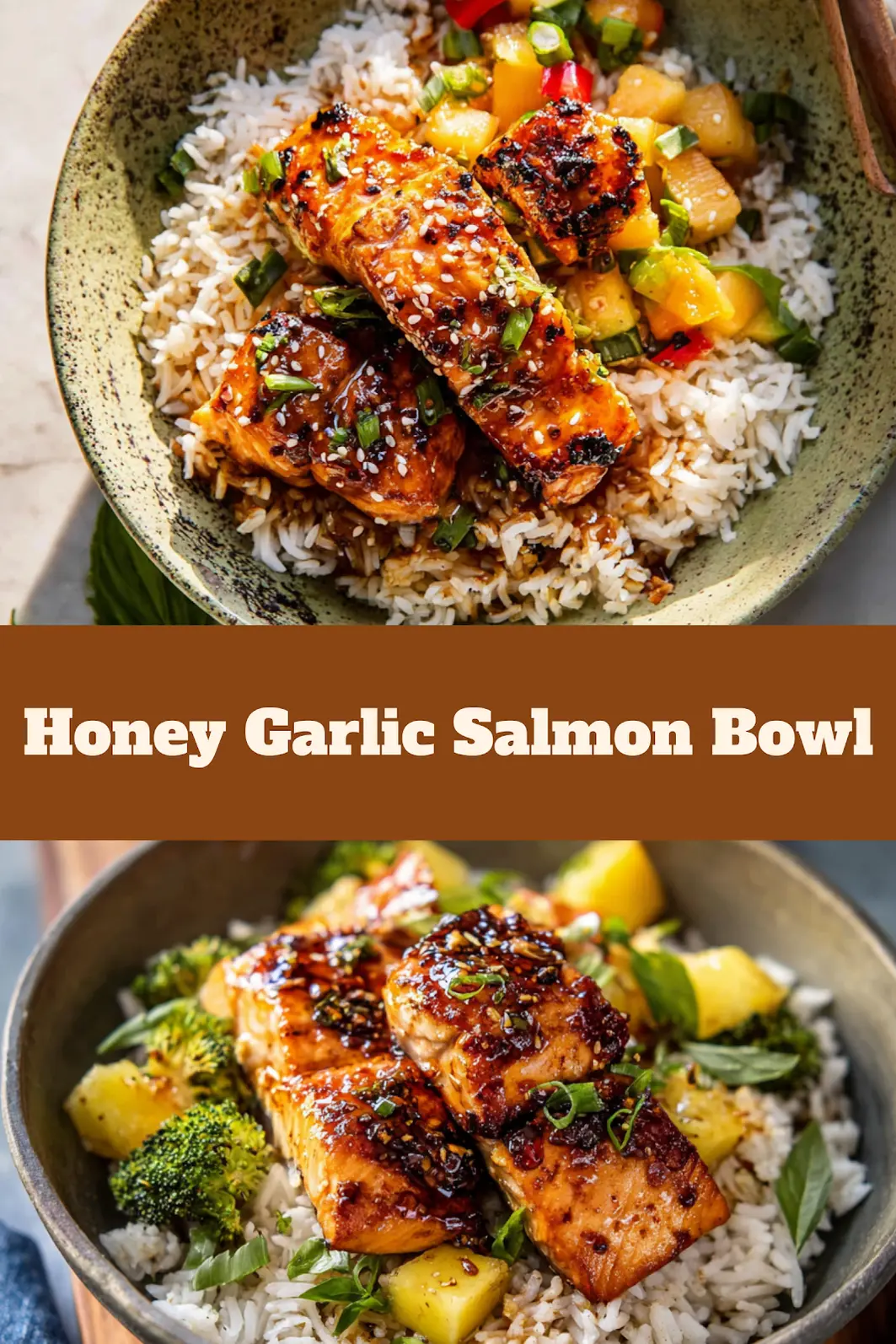 Honey Garlic Salmon Bowl Ginger Rice Your New Favorite Meal 4 Honey Garlic Salmon Bowl Ginger Rice recipe, served and ready to eat, easy homemade dinner