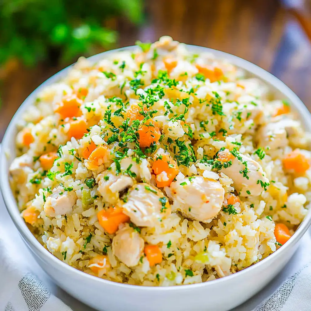 INSTANT POT CHICKEN AND RICE recipe, served and ready to eat, easy homemade dinner