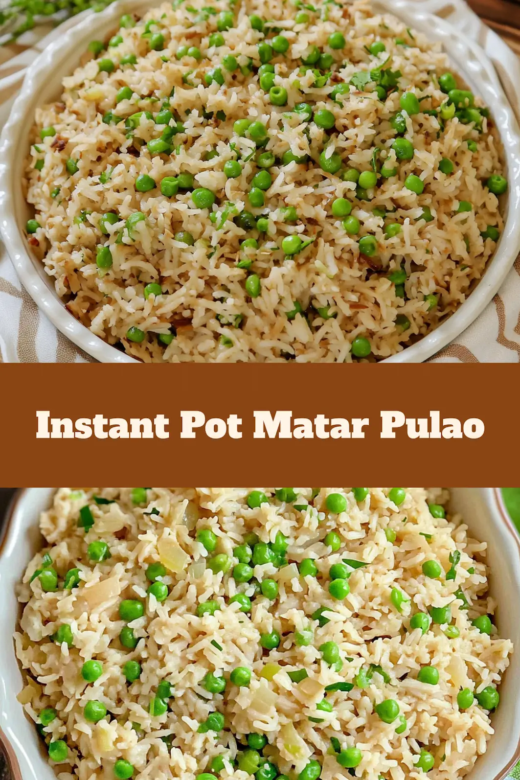 Instant Pot Matar Pulao Pea Pulao Comforting Perfect Meal 4 Instant Pot Matar Pulao in a serving bowl with fork, perfect for easy weeknight dinner