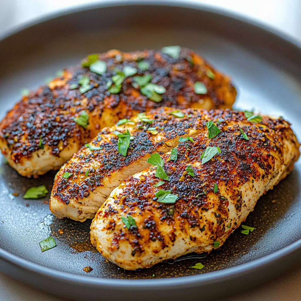 Juicy Air Fryer Chicken Breast recipe, served and ready to eat, easy homemade dinner