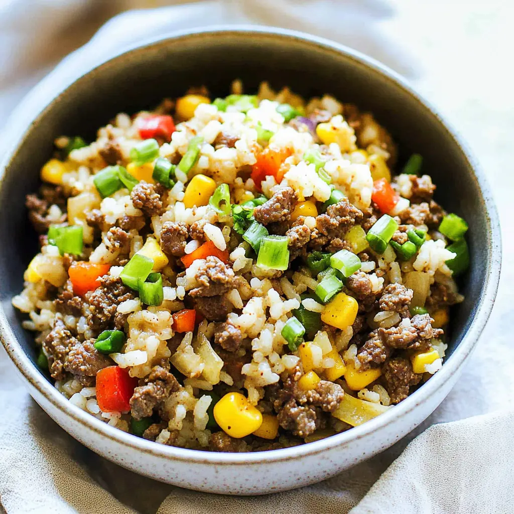Korean Ground Beef Rice Bowl served and ready to eat, easy homemade dinner