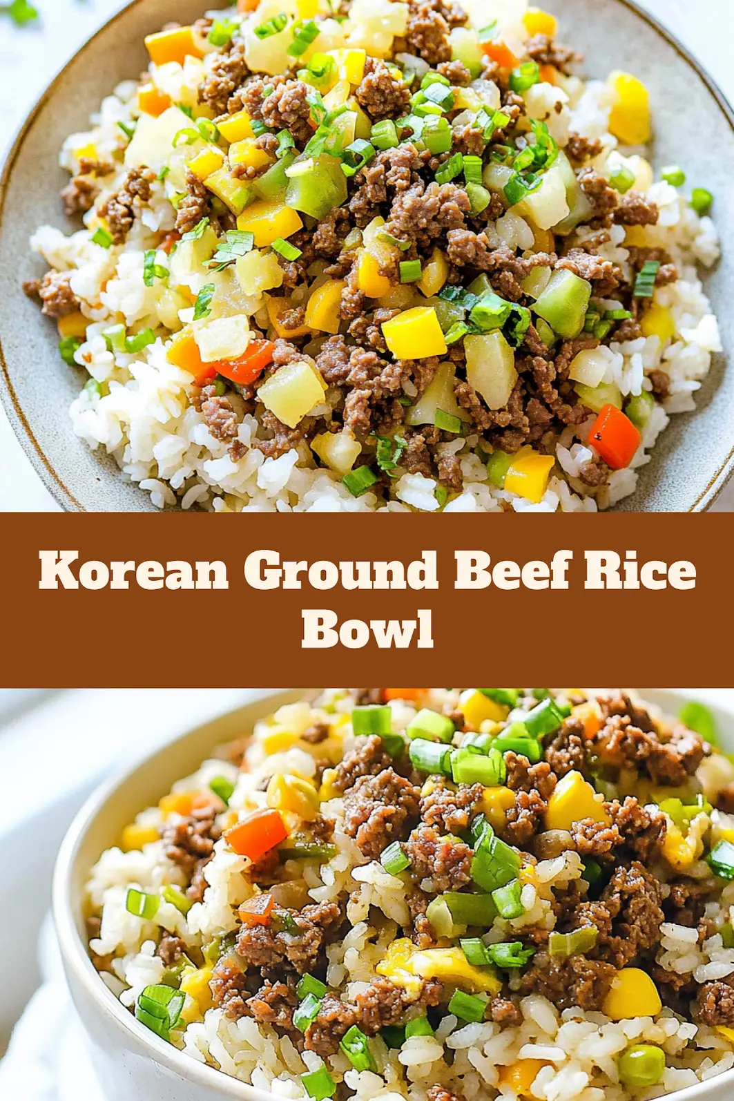 Korean Ground Beef Rice Bowl served and ready to eat, easy homemade dinner