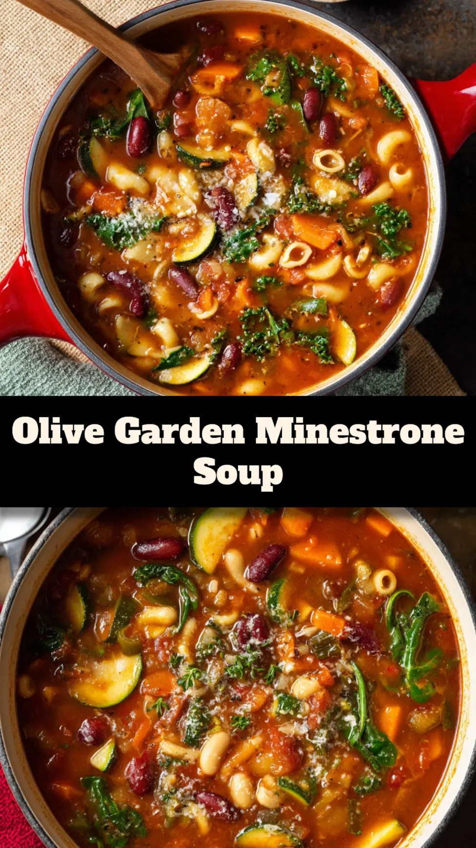 Olive Garden Minestrone Soup Copycat recipe, served and ready to eat, easy homemade dinner