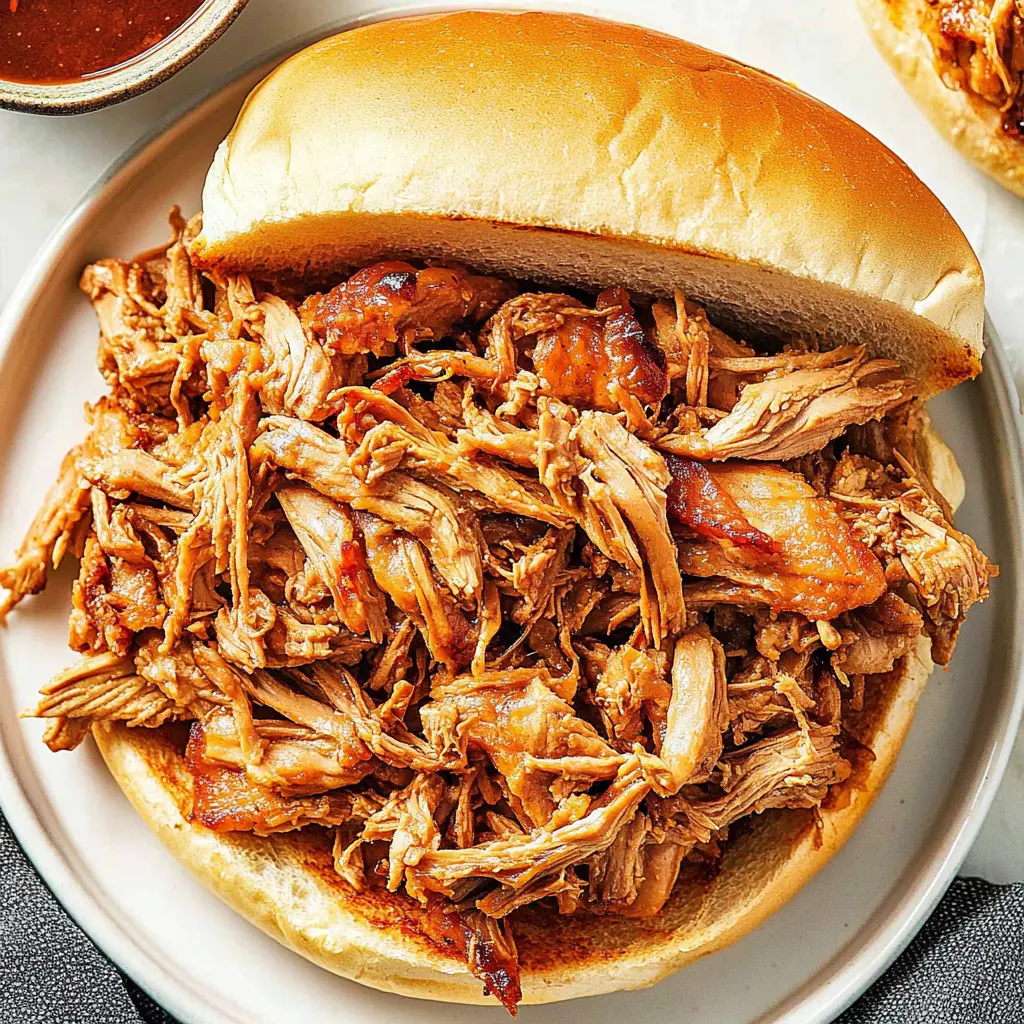 Slow Cooker Pulled Chicken Sandwiches served on soft buns, tender and saucy, ready to enjoy