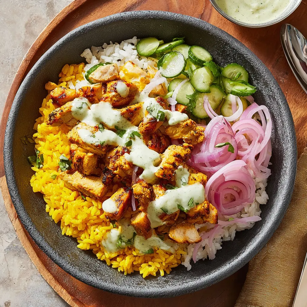 Sumac Chicken Golden Rice Nourish Bowl Your New Vibrant Easy Dinner 3 Sumac Chicken Golden Rice Nourish Bowl recipe, served and ready to eat, easy homemade dinner