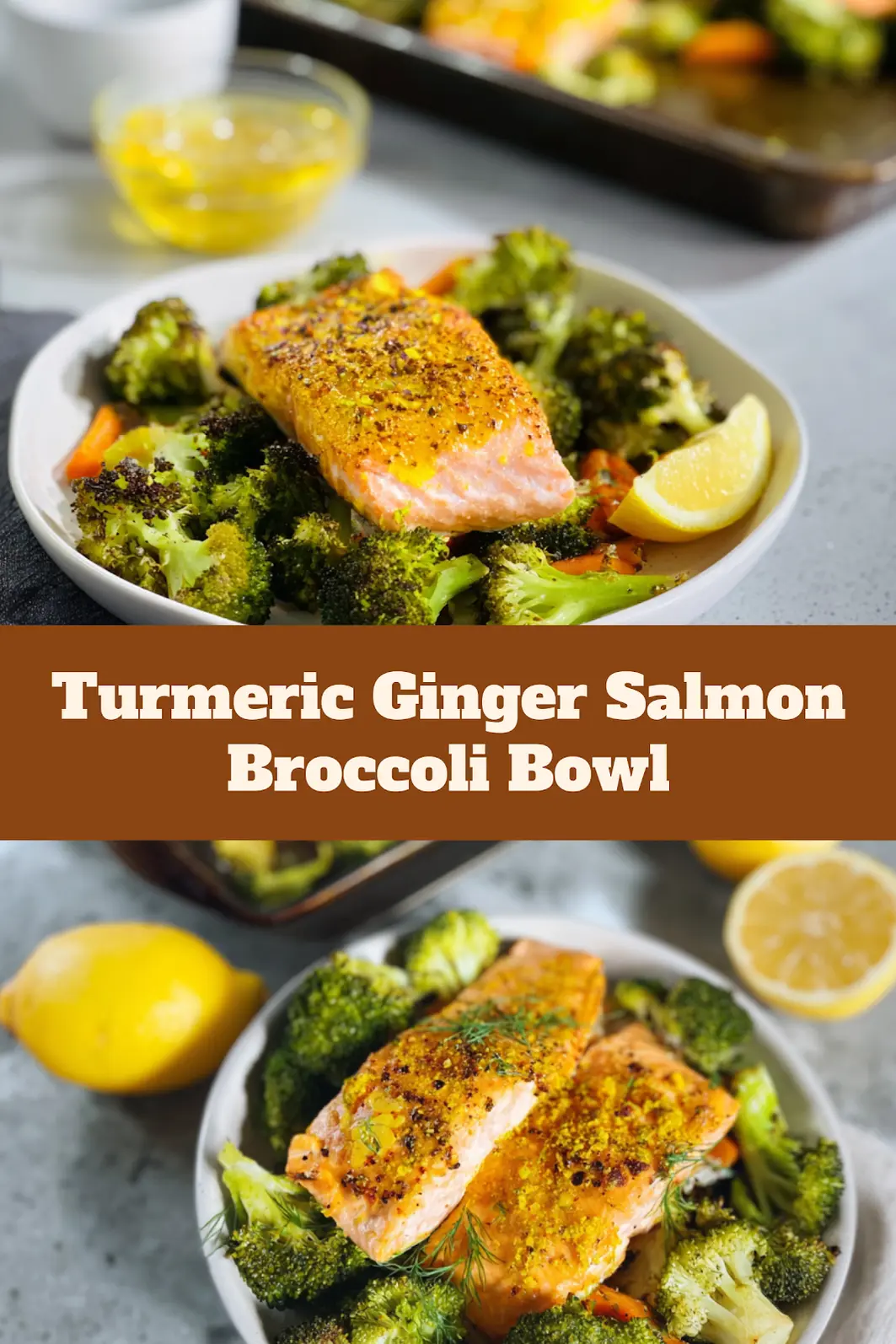 Turmeric Ginger Salmon Roasted Broccoli Bowl Recipe Made Fresh 4 Turmeric Ginger Salmon Roasted Broccoli Bowl recipe, served and ready to eat, easy homemade dinner