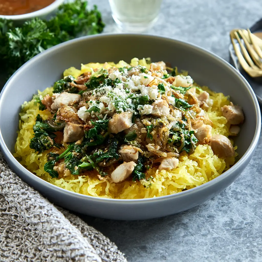 Anti-Inflammatory Spaghetti Squash Bowl Warm Satisfying Real Nourishment Your Way 1 Anti-Inflammatory Spaghetti Squash Bowl recipe, served and ready to eat, easy homemade dish