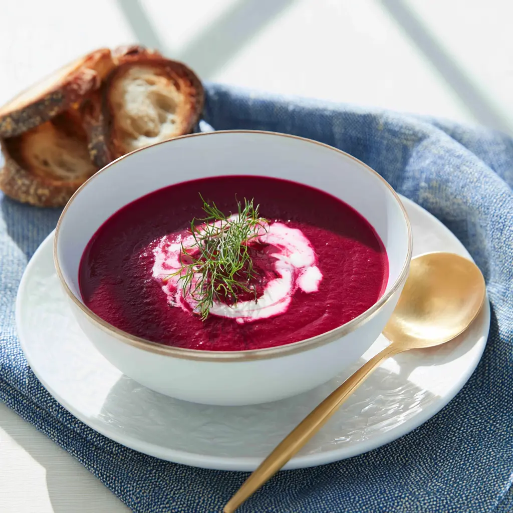 Anti-Inflammatory Beet Coconut Curry Soup Warm Your Life with This Vibrant Easy Bowl 1 Beet Coconut Curry Soup recipe, served and ready to eat, easy homemade dish