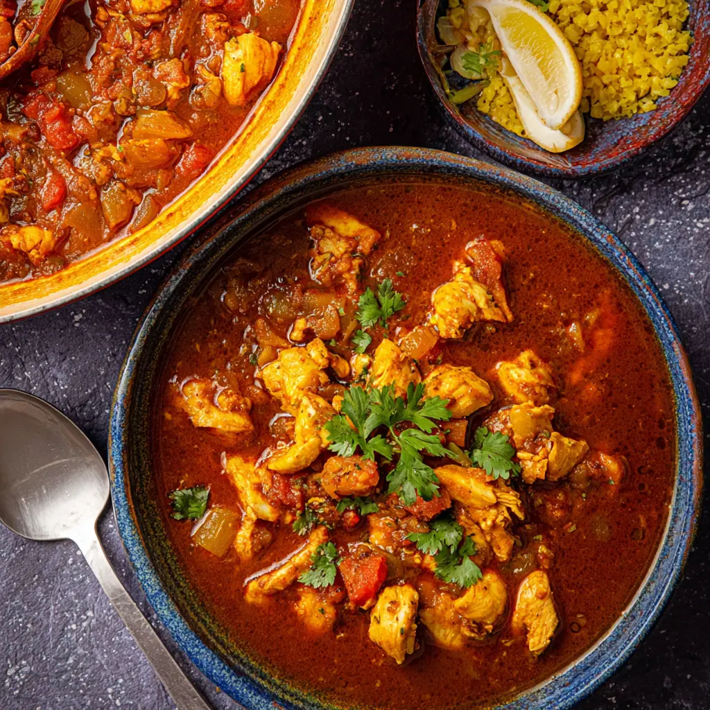 Cape Malay Chicken Curry Soup recipe, served and ready to eat, easy homemade dish