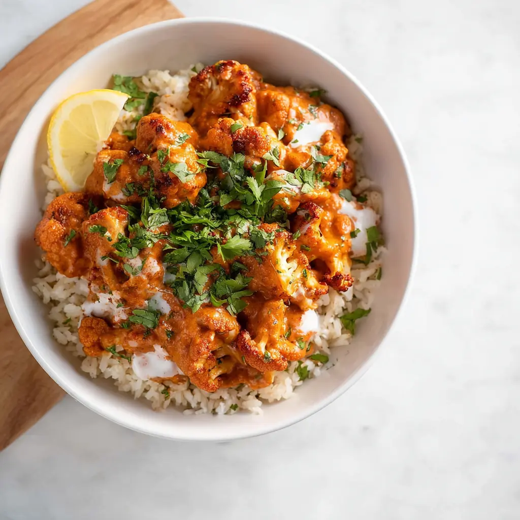 Cauliflower Tikka Masala Bowl Warm and Satisfying Your New Favorite Dinner 1 Cauliflower Tikka Masala Bowl recipe, served and ready to eat, easy homemade dish