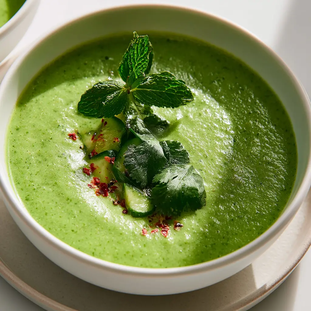 Anti-Inflammatory Cucumber Mint Gazpacho Vibrant Fresh Recipe Your New Summer Love 1 Cucumber Mint Gazpacho recipe, served and ready to eat, easy homemade dish