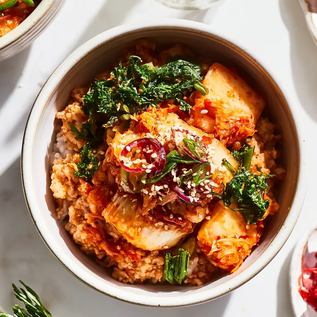 FERMENTED KIMCHI BOWL recipe, served and ready to eat, easy homemade dish