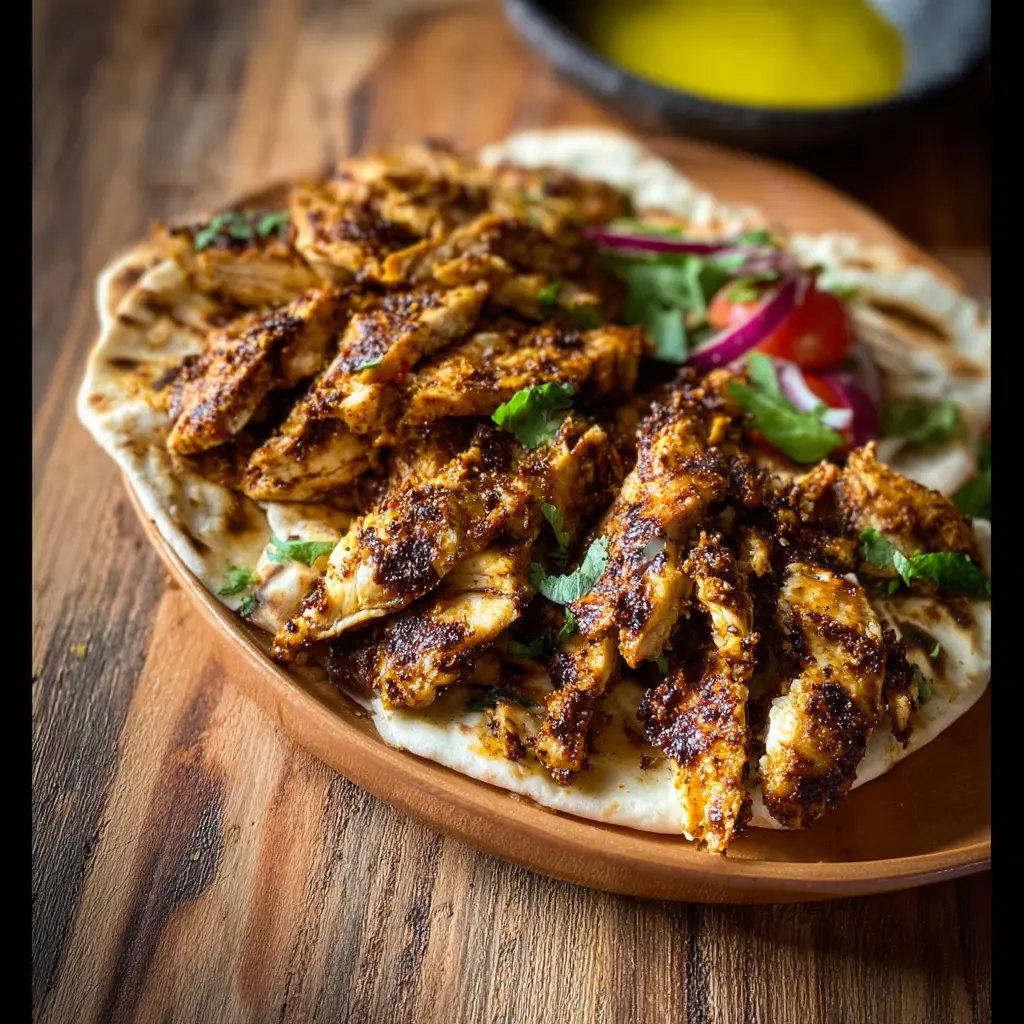 Grilled Chicken Shawarma Plate recipe, served and ready to eat, easy homemade dish
