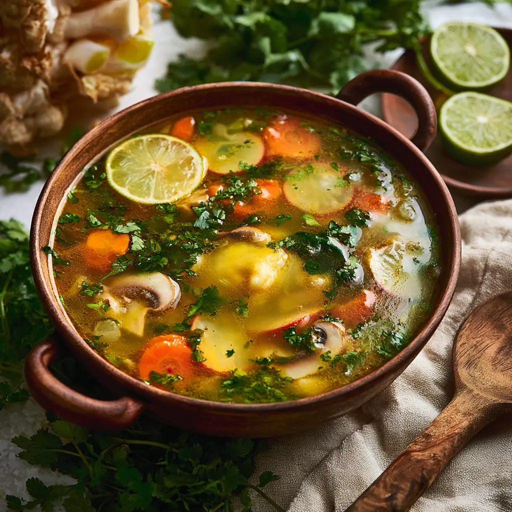 Immune Boosting Caldo de Pollo recipe, served and ready to eat, easy homemade dish