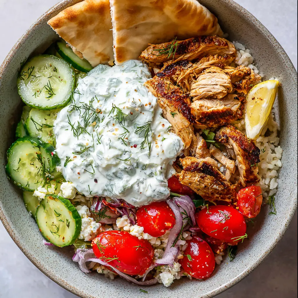 Mediterranean Chicken Tzatziki Bowl Vibrant Fresh Way to Make Dinner Real 1 Mediterranean Chicken Tzatziki Bowl recipe, served and ready to eat, easy homemade dish