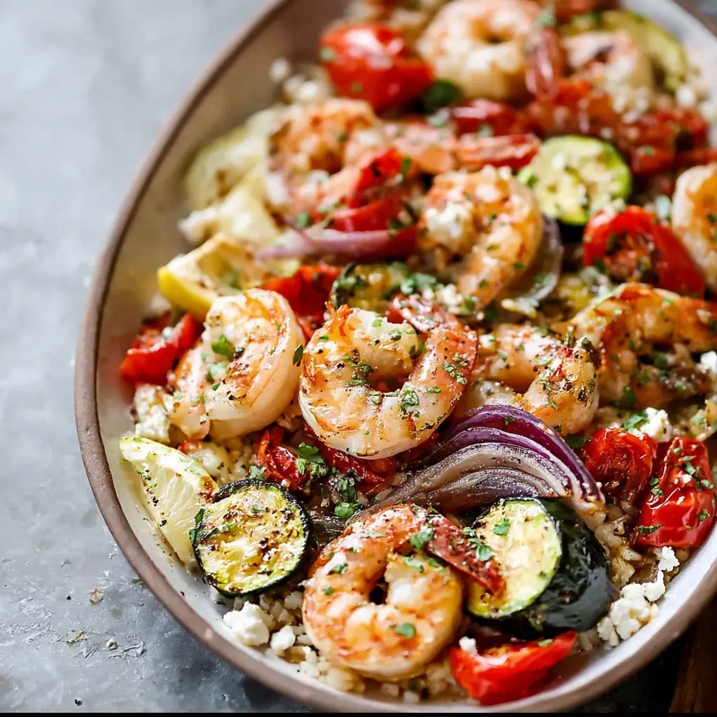 Mediterranean Sheet Pan Shrimp Your New Favorite Vibrant Easy Dinner 1 Mediterranean Sheet Pan Shrimp recipe, served and ready to eat, easy homemade dish