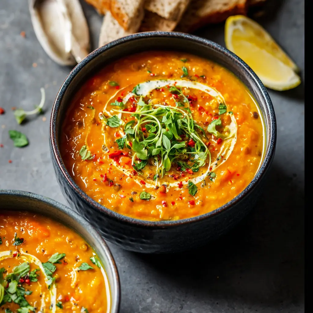 Moroccan Lentil Immune Soup Warm Comforting Recipe Your Family Will Love 1 Moroccan Lentil Immune Soup recipe, served and ready to eat, easy homemade dish