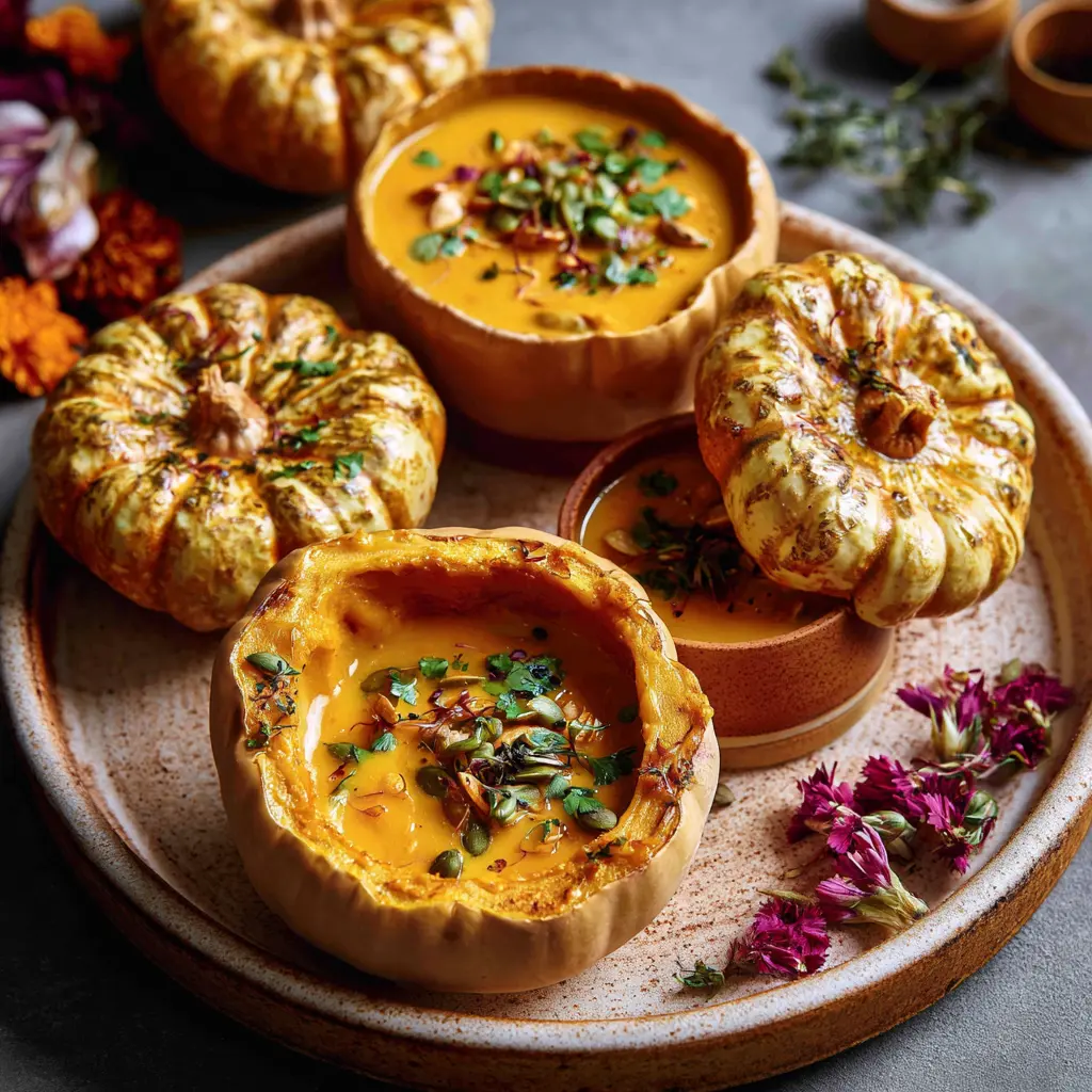 PUMPKIN GINGER SOUP recipe, served and ready to eat, easy homemade dish