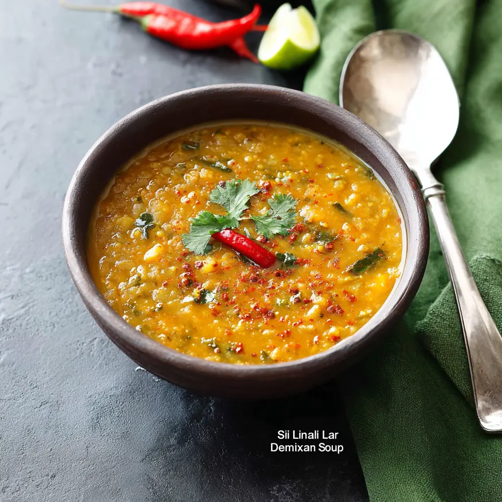 Sri Lankan Coconut Lentil Dhal Soup Cozy New Way to Make This Satisfying Bowl 1 Sri Lankan Coconut Lentil Dhal Soup recipe, served and ready to eat, easy homemade dish