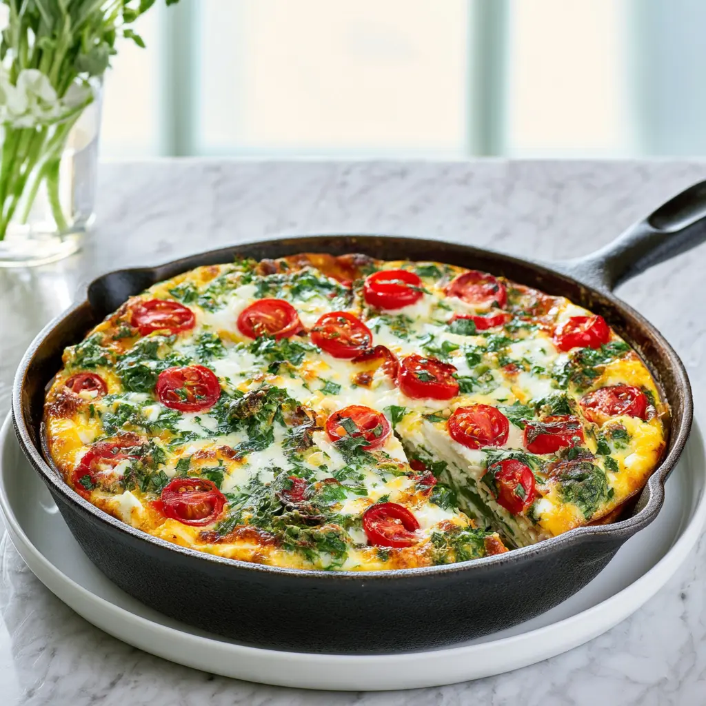 Anti-Inflammatory Egg White Frittata recipe, served and ready to eat, easy homemade dish
