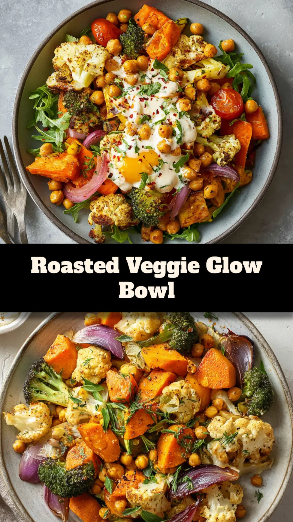 Anti-Inflammatory Roasted Veggie Glow Bowl recipe pin