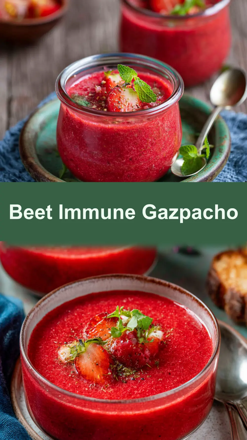 Beet Immune Boosting Gazpacho Vibrant Fresh Way to Love Real Nourishment 3 Beet immune boosting gazpacho recipe pin cold blended soup with strawberries and fresh thyme