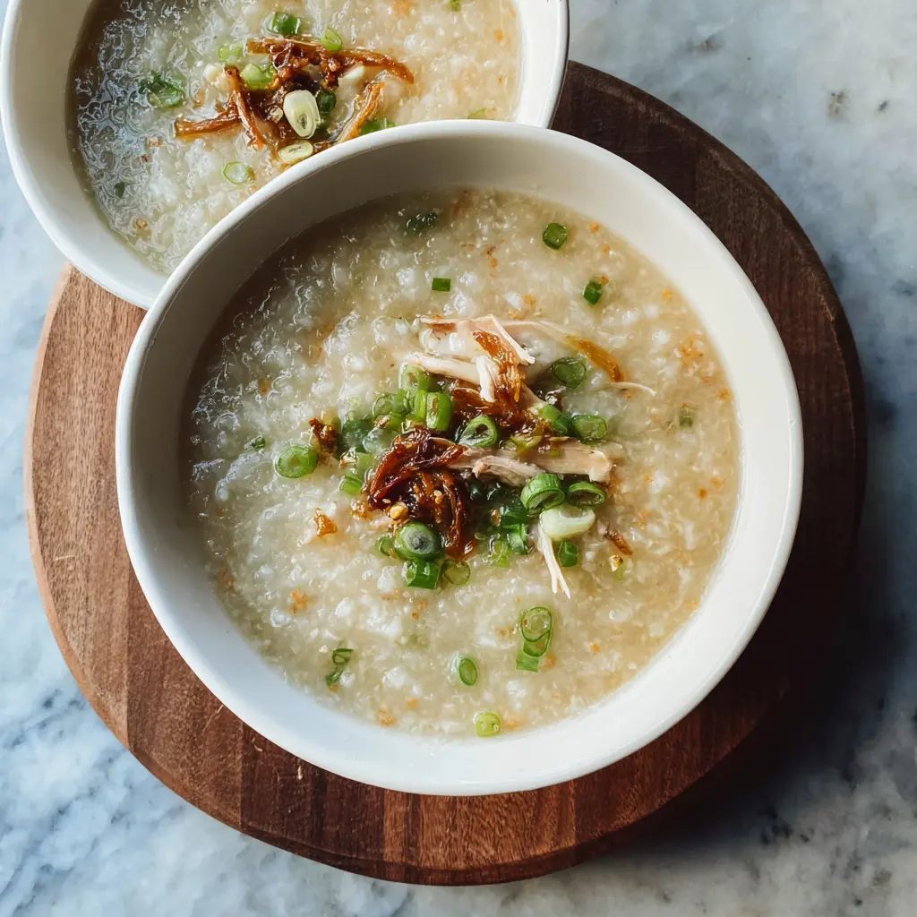 Bone Broth Congee Ginger Scallion Cozy Real Comfort You Need Now 2 Bone Broth Congee Ginger Scallion recipe, served and ready to eat, easy homemade dish