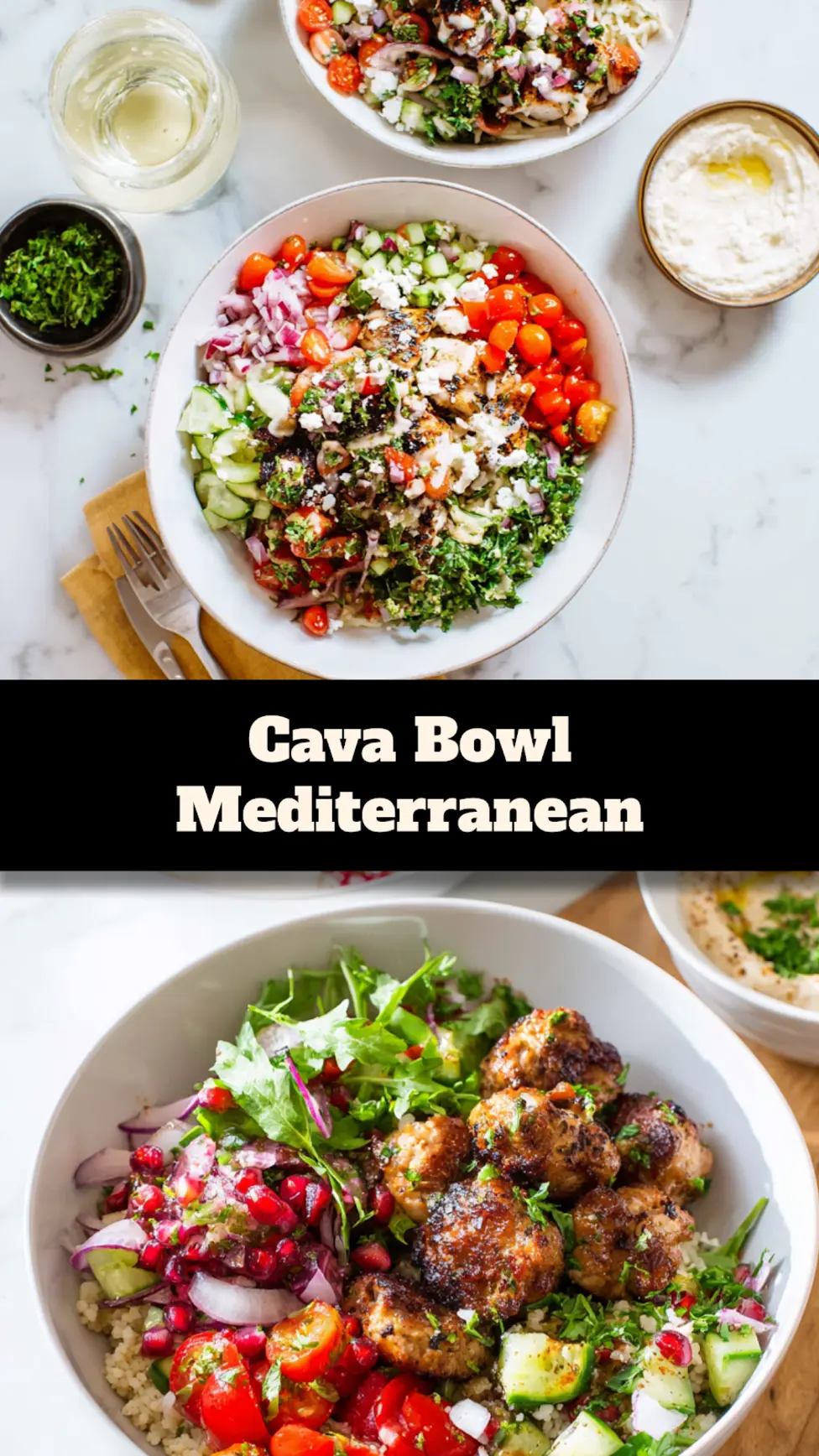 Copycat Cava Bowl Mediterranean recipe, served and ready to eat, easy homemade dish_pin