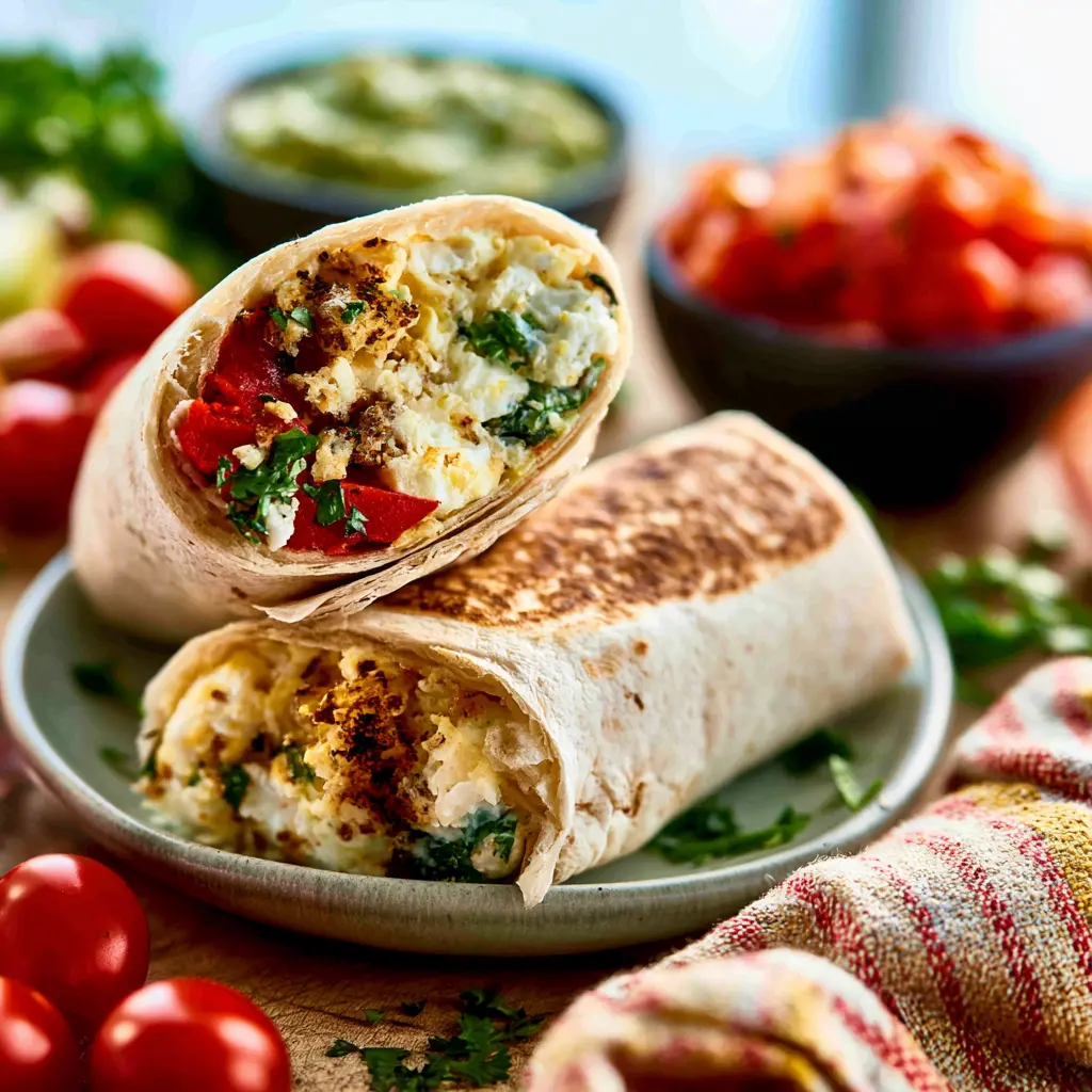 Egg white breakfast wrap anti-inflammatory recipe, served and ready to eat, easy homemade dish
