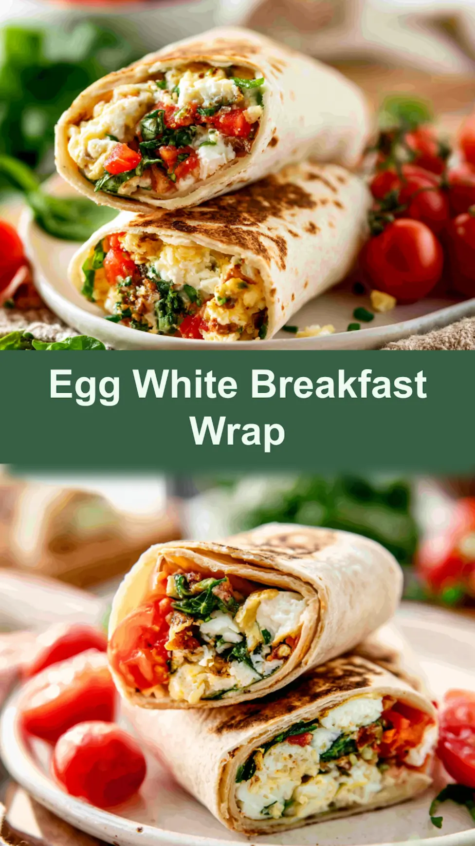Egg white breakfast wrap anti-inflammatory recipe, served and ready to eat, easy homemade dish