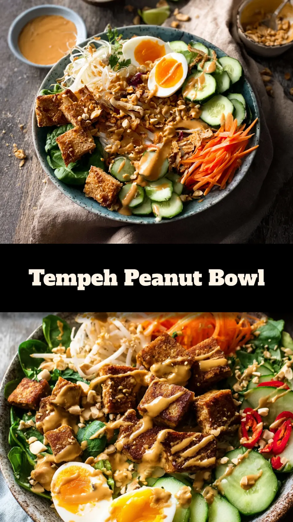 Gado Gado Tempeh Peanut Bowl Vibrant New Way to Make a Real Satisfying Dinner 3 Gado Gado Tempeh Peanut Bowl recipe, served and ready to eat, easy homemade dish