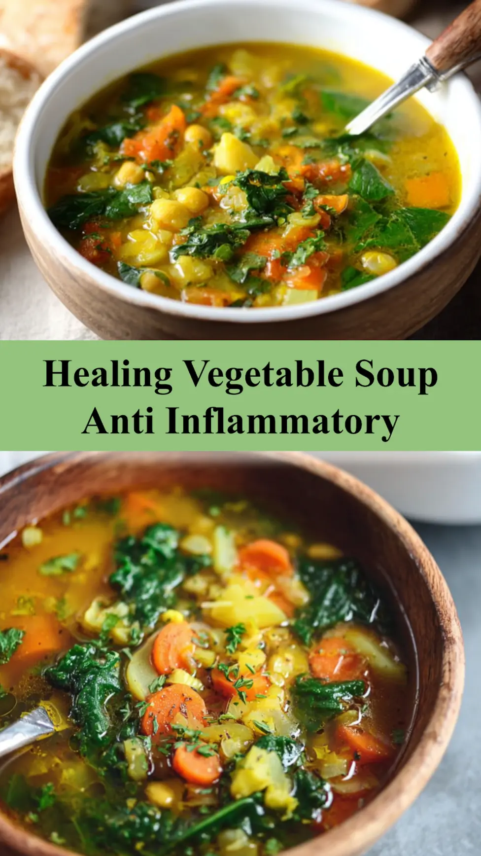 Healing vegetable soup anti-inflammatory recipe, served and ready to eat  easy homemade dish