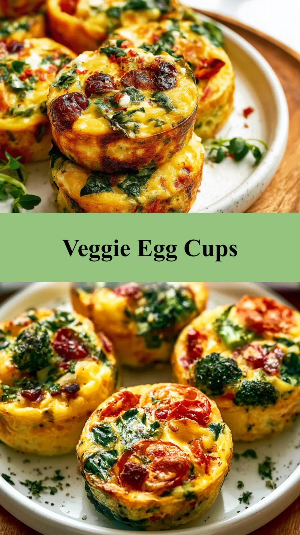 High Protein Veggie Egg Cups recipe, served and ready to eat, easy homemade dish