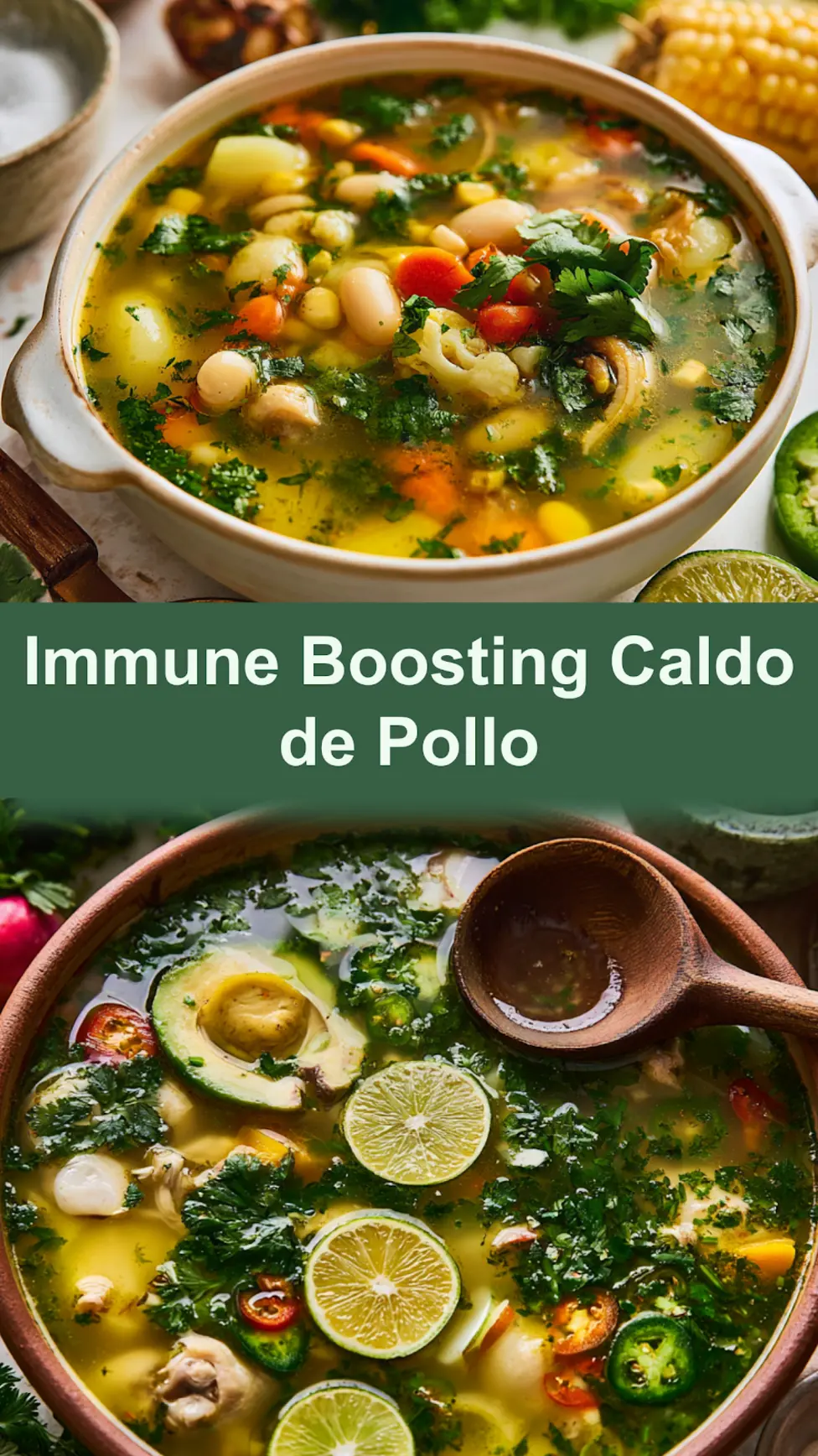 Immune Boosting Caldo de Pollo recipe, served and ready to eat, easy homemade dish