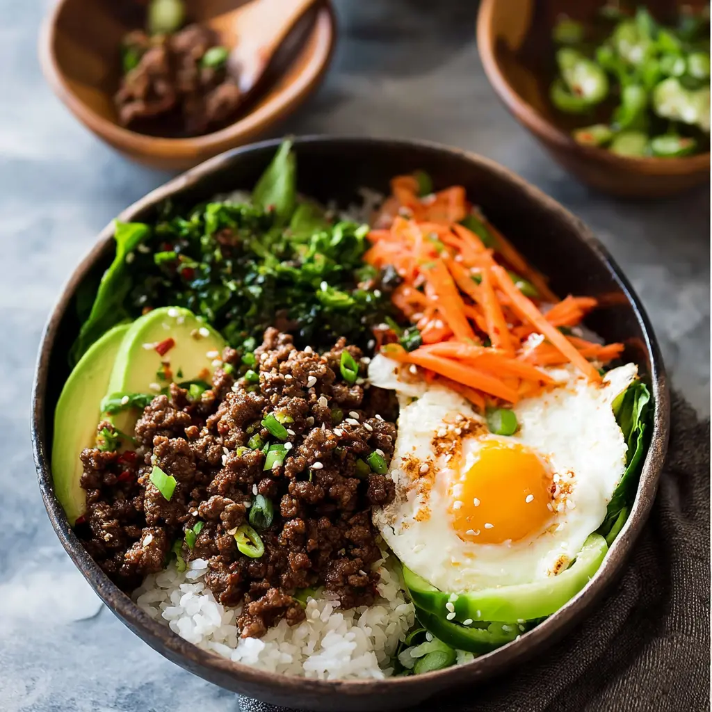 Flavorful Korean Ground Beef Bowl Easy and Delicious Recipes Your Family Will Love 2 Korean Ground Beef Bowl recipe, served and ready to eat, easy homemade dish