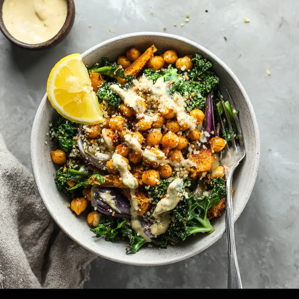 Lemon Tahini Chickpea Bowl Vibrant and Fresh Way to Make Real Dinner 2 Lemon Tahini Chickpea Bowl recipe, served and ready to eat, easy homemade dish