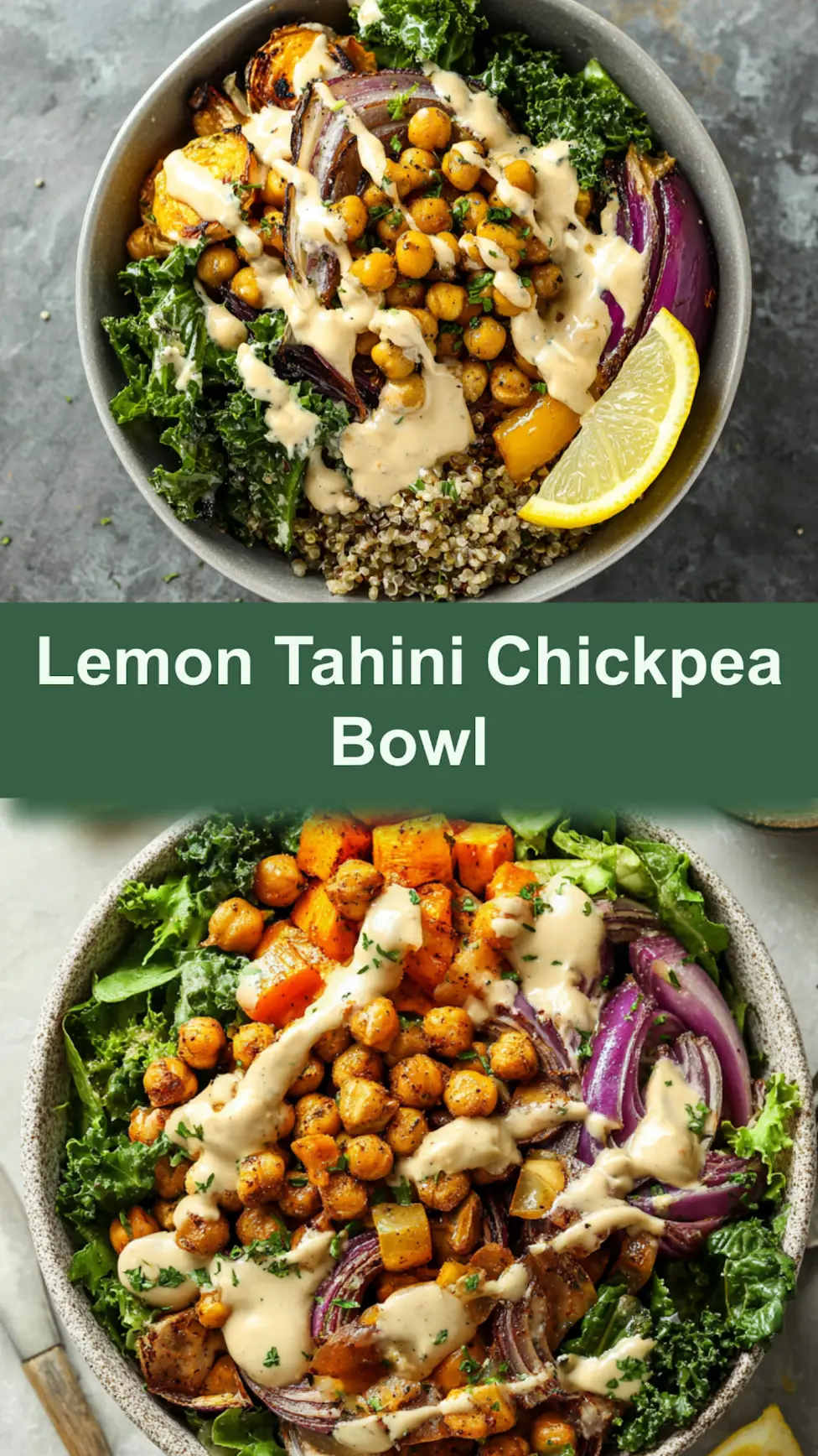 Lemon Tahini Chickpea Bowl Vibrant and Fresh Way to Make Real Dinner 3 Lemon Tahini Chickpea Bowl recipe, served and ready to eat, easy homemade dish