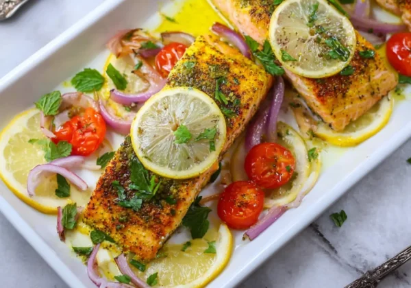 Lemon Turmeric Salmon Sheet Pan Warm Satisfying Dinner You Will Love