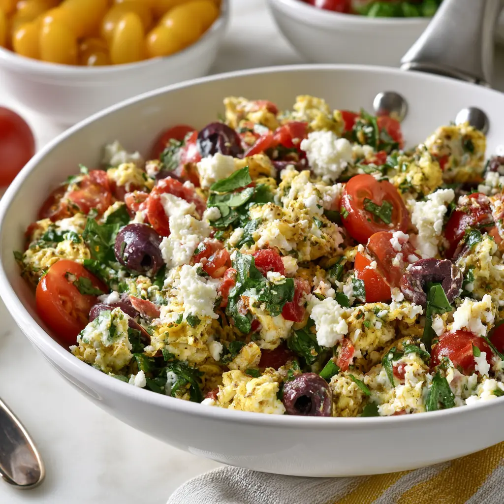 Mediterranean Egg White Scramble Vibrant Fresh Way to Make Your Best Morning Real 2 Mediterranean Egg White Scramble served in a skillet, ready to eat