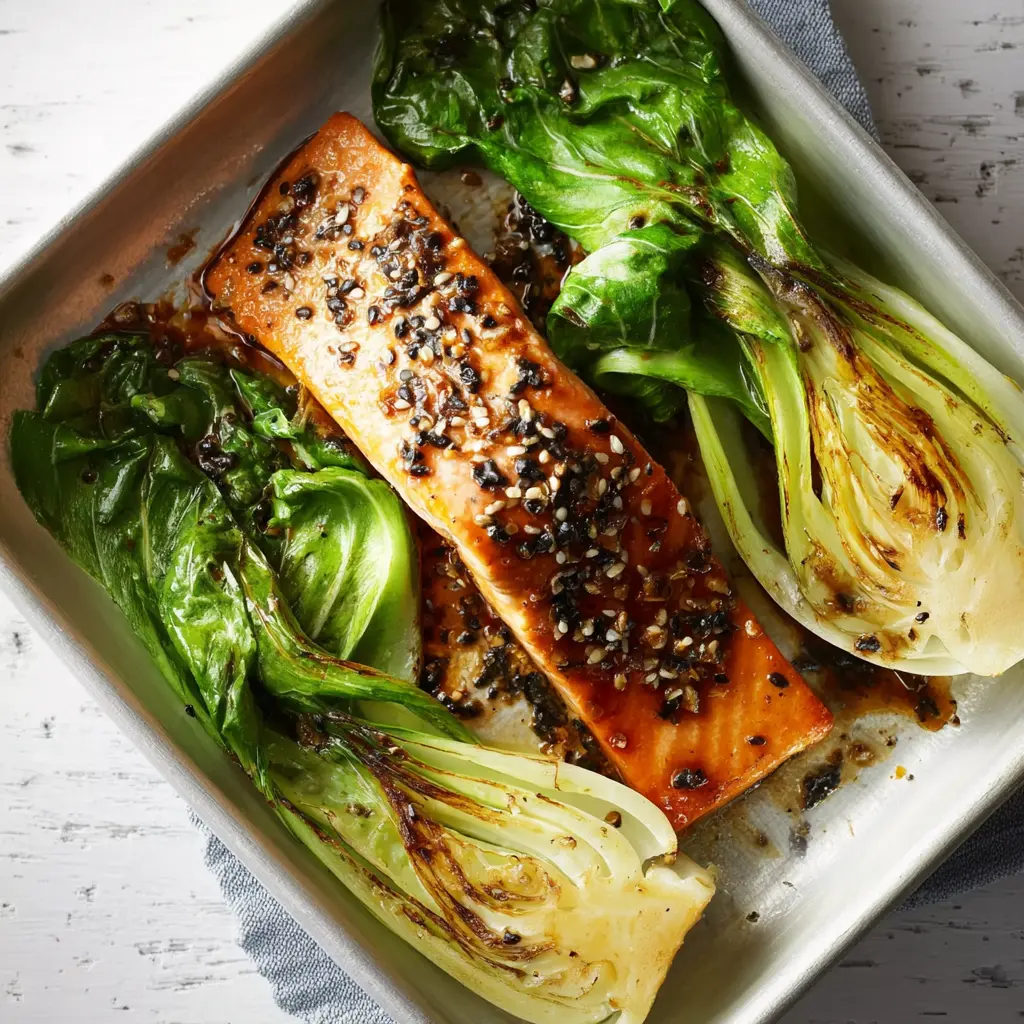 Miso Salmon Bok Choy Bowl Warm Satisfying Recipe Your New Favorite 2 Miso salmon bok choy bowl served and ready to eat, an easy homemade sheet pan dinner