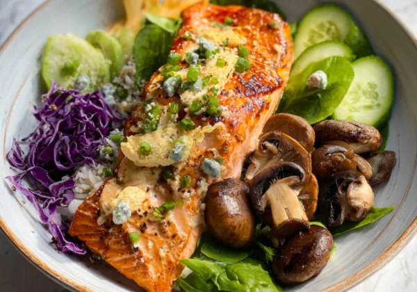 Vitamin D Mushroom Salmon Bowl Warm Satisfying Way to Make Real Nourishment