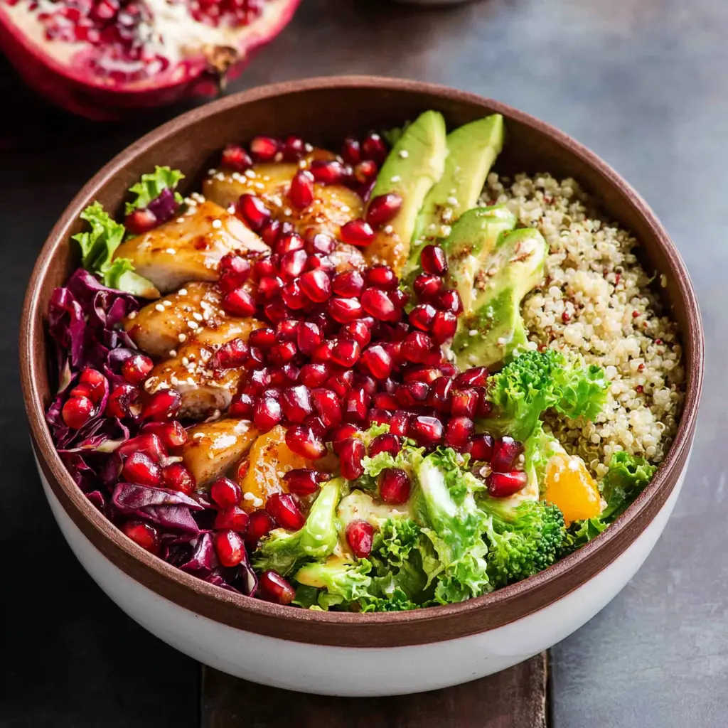 Pomegranate Immunity Grain Bowl Vibrant and Satisfying Real Nourishment 2 Pomegranate Immunity Grain Bowl recipe, served and ready to eat, easy homemade dish