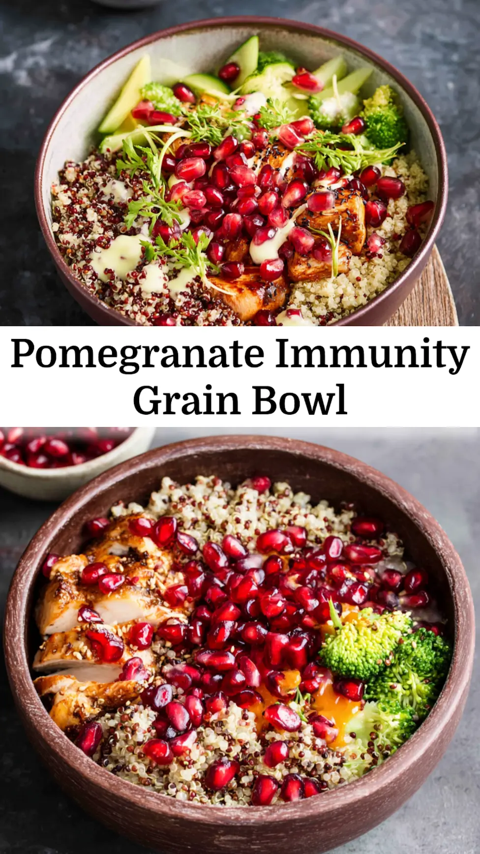 Pomegranate Immunity Grain Bowl Vibrant and Satisfying Real Nourishment 3 Pomegranate Immunity Grain Bowl recipe, served and ready to eat, easy homemade dish