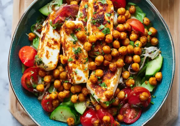 Roasted Halloumi Chickpea Bowl Warm Satisfying Way to Make Real Dinner